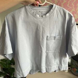 Athleta Classic Cotton Crop Pocket Tee Light Blue Size XS